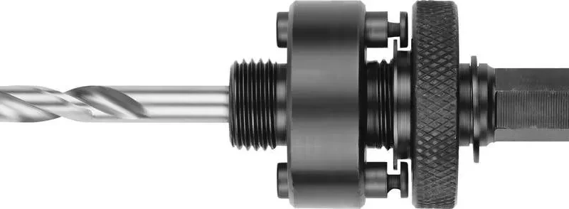 Державка для биметаллических коронок, жесткие штифты, прижимная муфта, шестигранный хвостовик,