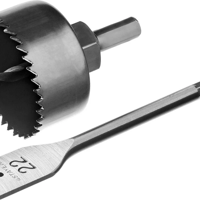 Набор для врезки замков:коронка, перьевое сверло, державка,