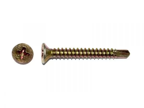 Саморез оконный со сверлом, Жёлтый цинк,