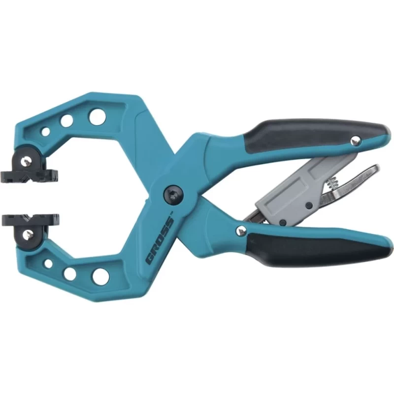 Струбцина клещеобразная, пластиковый корпус, храповый механизм жесткой фиксации,