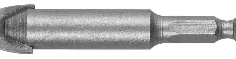 Сверло по кафелю, керамике, стеклу, с двумя режущими лезвиями, шестигранный хвостовик,